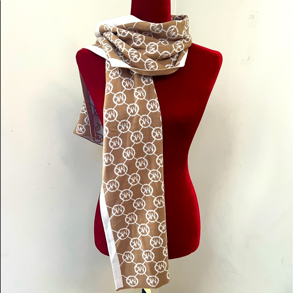Michael Kors tan and white scarf